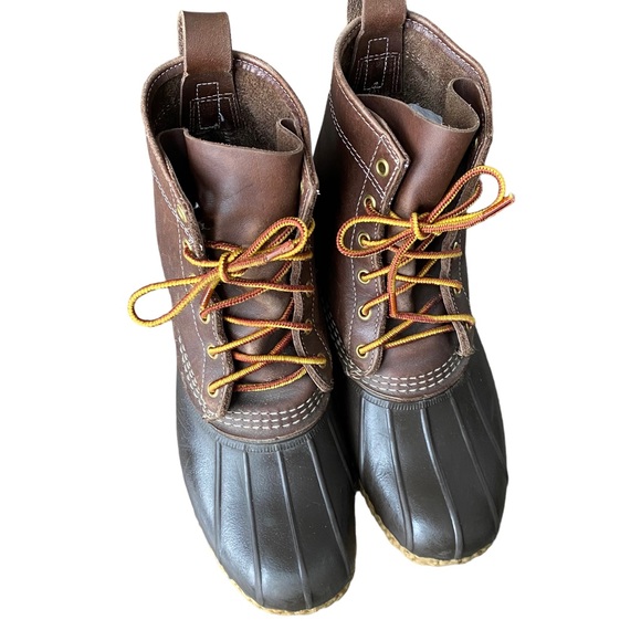 LL Bean 8 Inch Bean Boots Mens 8 Brown Leather Lace Up Duck Boot Made - Picture 7 of 7